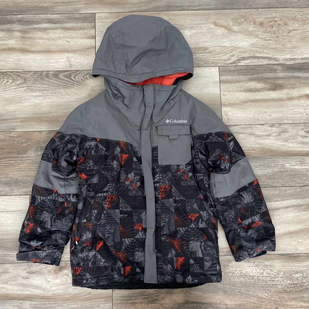 Columbia Boy's Gray Patterned Omni-Heat Infinity Hooded Winter Jacket S (8)